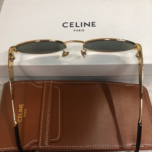 Celine Triomphe Metal Sunglasses in Metal Gold / Green - Picture 3 of 6